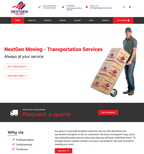 Portfolio image of NextGen Moving website