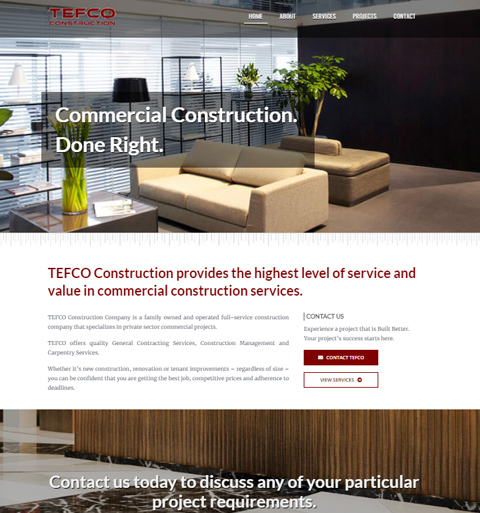 Portfolio image of TEFCO Construction website
